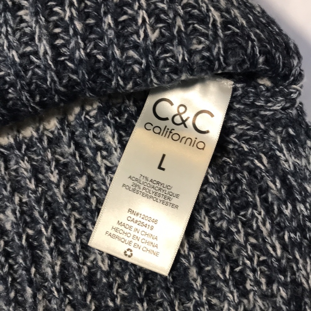 NWT C&C California Marl Striped Chunky Hooded V-Neck Sweater - Picture 9 of 14